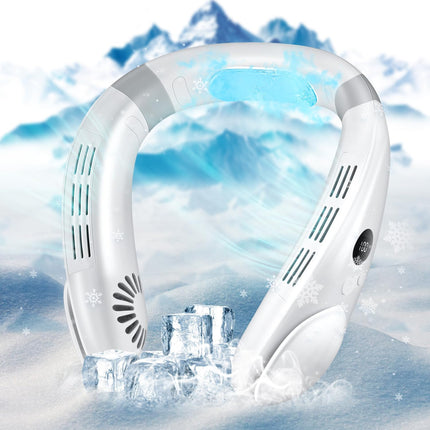 Cooling Neck Fan, Hands Free Bladeless Neck Fan With Cooling Plate OneButton Instant Cool Down Neckband Fan 4400 Mah Battery