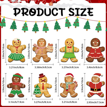 DECYOOL 24 Pcs Gingerbread Christmas Decorations Wooden Gingerbread Man Ornaments Gingerbread Men Hanging Pendants for Wreath Christmas Tree Xmas Gingerbread Party Decorations