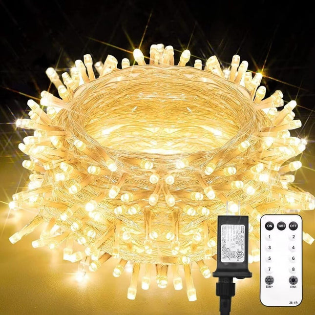 suddus Led String Lights, 33FT 100 Led Fairy Lights Plug in, Christmas Lights for Bedroom, Home, Yard, Door, Room, Classroom Decorations Warm White