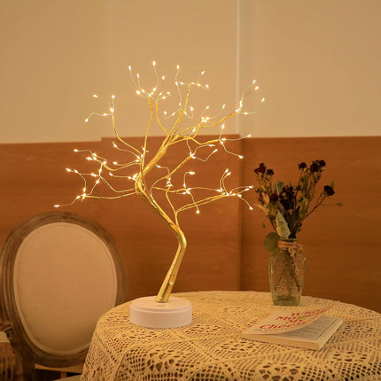 Tabletop Bonsai Tree Light, DIY LED Artificial Tree Lamp,Battery/USB Operated Night Light for Room Decor, Home Decor,Bedroom, Wedding,Christmas, (Warm White, 108 LED Golden)