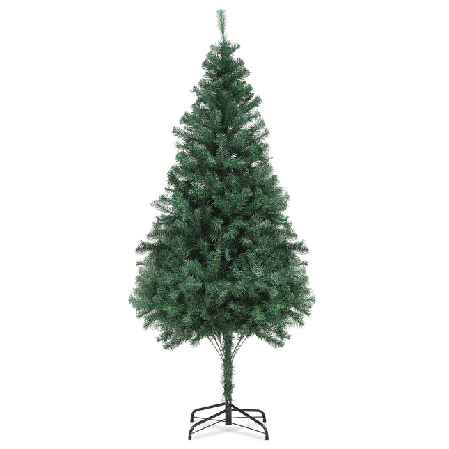 MoNiBloom 6 Ft Artificial Christmas Tree, Full Christmas Tree w/670 PVC Branch Tips, Green Xmas Tree for Home Office Party Decoration, Festive Decor for Outdoor, Metal Base and Hinged, Easy Assemble