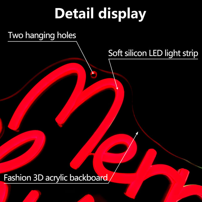 Merry Christmas Neon Sign for Wall Decor, Christmas Tree LED Sign, Christmas Room Decor LED Neon Light with Dimmer, Perfect for Home, Bedroom, Party Decor