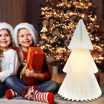 Christmas Decorations Light Up Paper Christmas Tree, Foldable Warm White Led Lighted Battery Operated 19.68" Xmas Decor for Indoor Home Decor