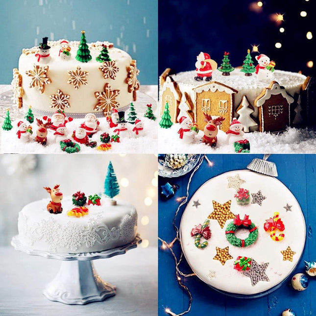JUSTDOLIFE Christmas Micro Landscapes:20 Pack Xmas Miniature Figurines Santa Claus Snowman Christmas Tree Reindeer s Mini Resin Landscape for Xmas Home Party Cake Toppers Décor