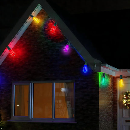 LED Outdoor String Lights Waterproof 50FT Christmas Patio Lights with 27 ST38 Shatterproof Multicolor Bulbs(2 Spare), Connectable Outside Hanging Christmas Lights for Backyard Yard Gazebo Porch Party