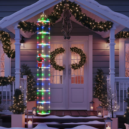 Christmas Ladder Lights with Remote, 10FT Christmas Twinkle Lights with Santa Claus, 8 Modes Triangle Ladder Lights, Christmas Decoration Lights for Indoor, Outdoor, Window, Wall, Xmas Decor