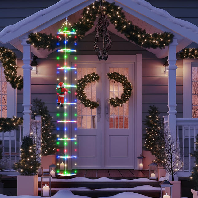 Christmas Ladder Lights with Remote, 10FT Christmas Twinkle Lights with Santa Claus, 8 Modes Triangle Ladder Lights, Christmas Decoration Lights for Indoor, Outdoor, Window, Wall, Xmas Decor