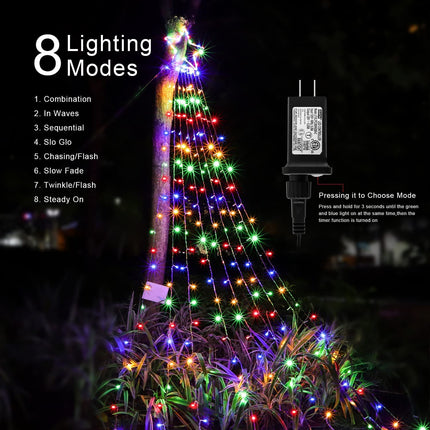Christmas Decorations 320 LED Star String Lights Christmas Star Tree Lights for Xmas Party Wedding Patio Year Holiday