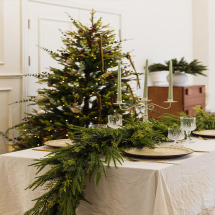 9ft Handmade Christmas Garland,Artificial Cypress Cedar Pine Needles Greenery Seasonal Garland for Christmas TV Cabinet Winter Holiday Indoor Outdoor Decoration