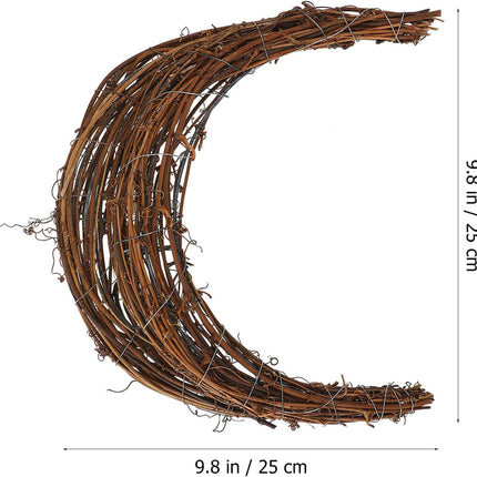 VOSAREA 2pcs Christmas Rattan Wreath Frames Natural Rattan Wreath Moon Shape Rattan Wreath Handmade DIY Rattan Rings Vine Branch Wreath for DIY Crafts Christmas Decorations Wedding Decorations