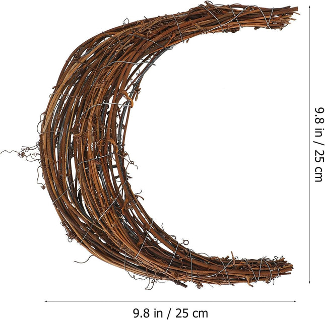 VOSAREA 2pcs Christmas Rattan Wreath Frames Natural Rattan Wreath Moon Shape Rattan Wreath Handmade DIY Rattan Rings Vine Branch Wreath for DIY Crafts Christmas Decorations Wedding Decorations