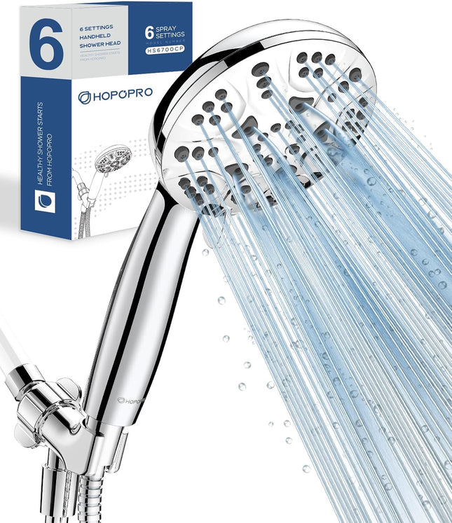 6Mode High Pressure Handheld Shower Head Set, Consumer Reports Recommended Hopopro High Flow Hand Held Showerhead With 59 Inch