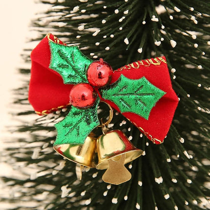 16 Pack Christmas Bow with Bells Xmas Mini Bowknot Craft Ornament Christmas Tree Hanging Decor