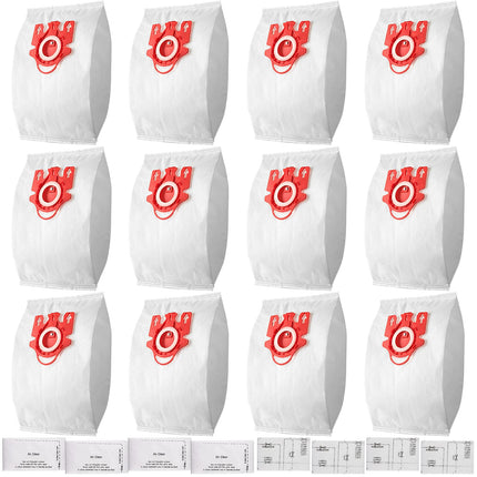 12 Pack Miele Airclean 3D Fjm Vacuum Cleaner Bags Compatible With Miele Compact C2 Complete C1 Compact C1 S246S256I, S300,S500 S700,S4000 And S6000 Series Canister Vacuums,Part 10123220
