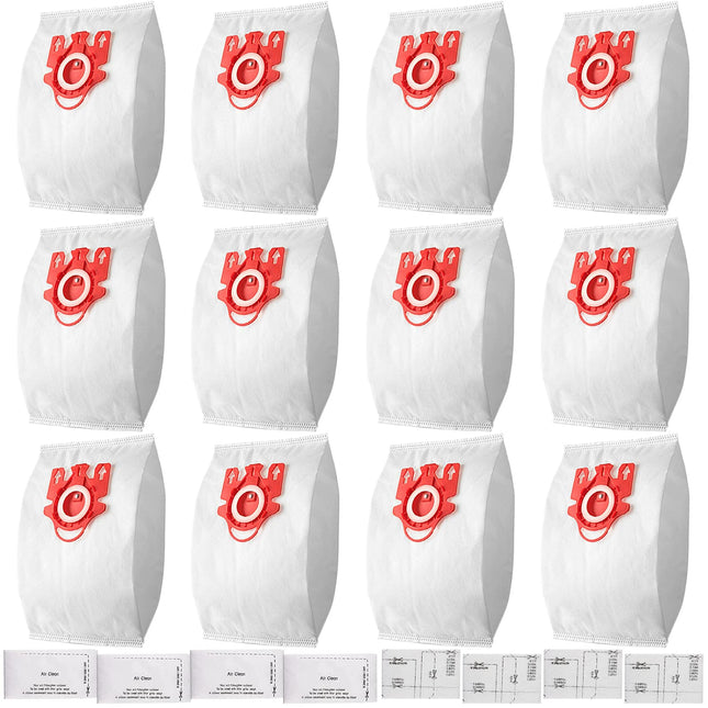 12 Pack Miele Airclean 3D Fjm Vacuum Cleaner Bags Compatible With Miele Compact C2 Complete C1 Compact C1 S246S256I, S300,S500 S700,S4000 And S6000 Series Canister Vacuums,Part 10123220