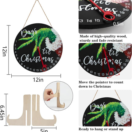DAZONGE Christmas Wreath Decorations | Christmas Countdown Advent Calendar for All Ages | 12'' Wooden Christmas Welcome Sign with Easel | Christmas Decor