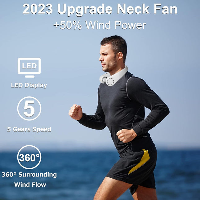 Ivv Portable Neck Fan Rechargeable, est Hands Free Bladeless Fan 5 Speeds 360°Cooling Airflow Adjustable Neck Fan, Led Display