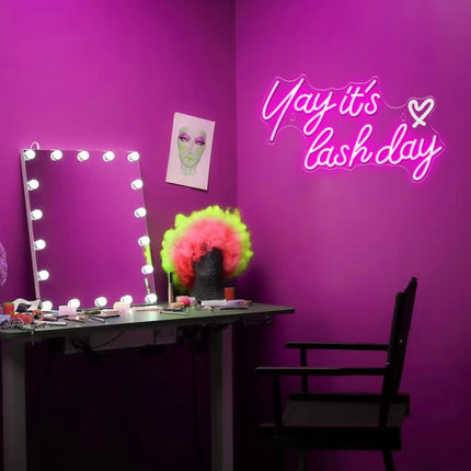 Kavaas Yay It's Lash Day Neon Sign - Lash Neon Sign for Lash Room Decor Lash LED Light Sign for Lash Salon, Beauty Room, Nails Hair Bar - Great s for Lash Techs Girls, Christmas, Birthday