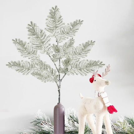 SNAIL GARDEN 33"/82CM Large Snowy Artificial Pine Branches, Pine Needle Branch with Realistic Snow Velvet Cotton,Fake Pine Tree Branches with Long Stem, Christmas Tree Filler for DIY Home Decor