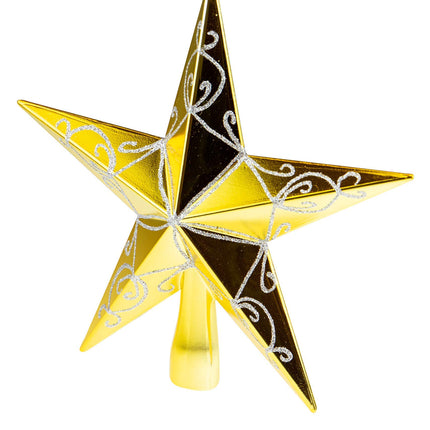 Clever Creations Christmas 7 Inch Tree Topper Shiny Star Decoration, Glitter Treetop Holiday Home Décor, Gold