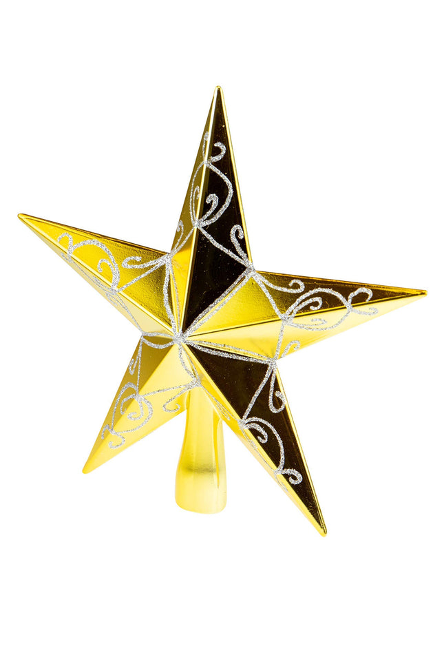 Clever Creations Christmas 7 Inch Tree Topper Shiny Star Decoration, Glitter Treetop Holiday Home Décor, Gold
