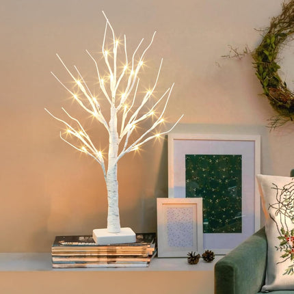 Vanthylit Lighted Birch Tree Battery Powered Tabletop Tree Decorations for Home Mantle Party Christmas Decorations (22 Inch)