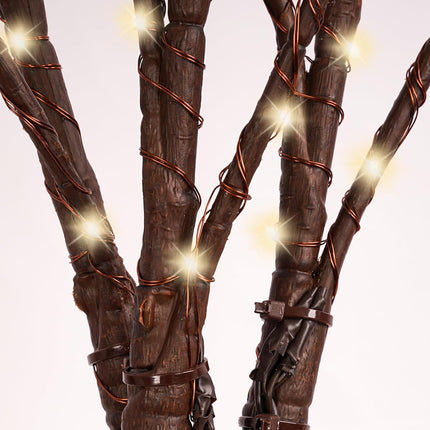 2 Pack Lighted Brown Willow Branches for Vases, 32IN 100 LED Artificial Tree Branches Lights with Timer, Plug in Lighted Brown Twig Branches for Home Fireplace Christmas Party Decoration