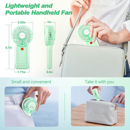 Mini Handheld Mirror Fan, Portable Fan Small Personal Fan Usb Charger, 4 Speed Adjustable Hand Fan With Mirror, Makeup Eyelash