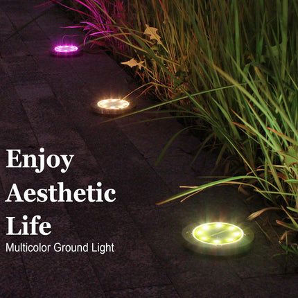 K.E.J. Solar Ground Lights, 8 Pack, Waterproof Outdoor Lights for Garden Yard Patio Pathway Driveway Deck, Multicolor Solar Disk Lights