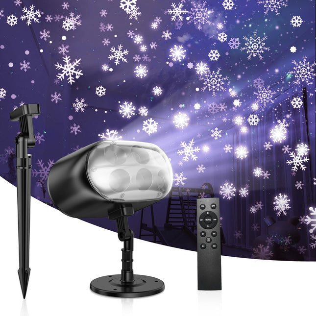 Christmas Snowflake Projector Lights Outdoor, HD Dynamic LED Snowfall Projector Lights, Waterproof Snowflake Projection Lamp Decoration Outdoor Indoor Xmas Holiday Party Garden Patio Decor