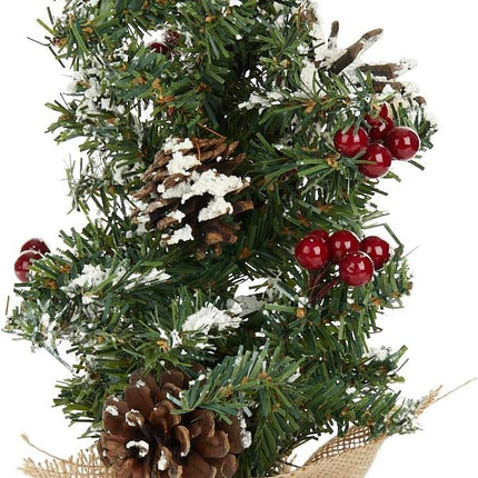 Christmas Tree with Flocking and Berries 12"