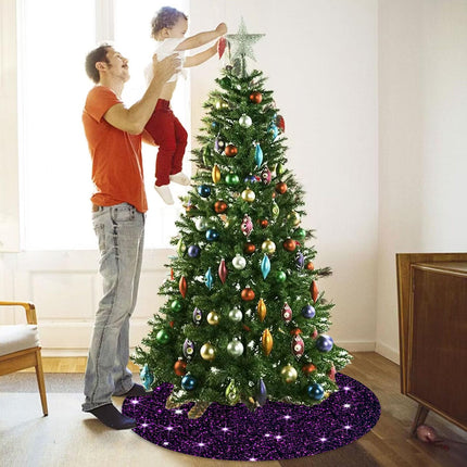 Purple Tree Skirt Velvet Christmas Tree Skirt 36 Inch Tree Skirt Sequin Christmas Tree Collar Purple Tree Skirt for 6FT Tree Halloween Christmas Tree Skirt Glitter Tree Skirt Rug Decorations