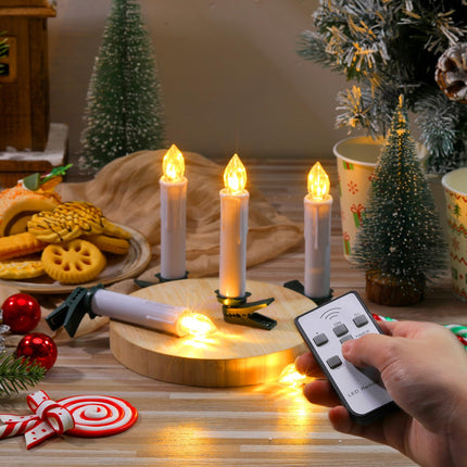 Retisee 40 Pcs Christmas LED Window Candles with Remote Control and Tree Clips Christmas Candles Light Flickering Battery Operated Candlesticks Flameless Candles for Christmas Indoor Outdoor (White)