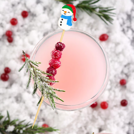 Christmas Cocktail Picks 120Pcs Christmas Food Picks Decorative Toothpicks Santa Snowman Snowflake Appetizers Fruit Skewers Sticks for Appetizers Party Supplies