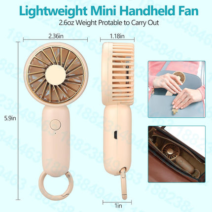 Handheld Mini Fan, Usb Small Personal Fan With 3 Speed Adjustable Low Noise, Portable Hand Held Fan With Carabiner For For Women