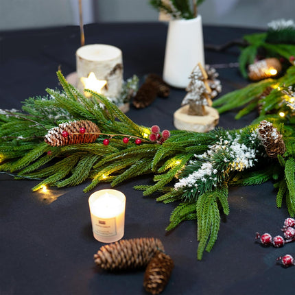 Real Touch Norfolk Pine Christmas Garland, Soomeir Christmas Wreath, Evergreen Artificial Decor Ornaments, for Home Mantle Fireplace Staircase Lintel Decoration