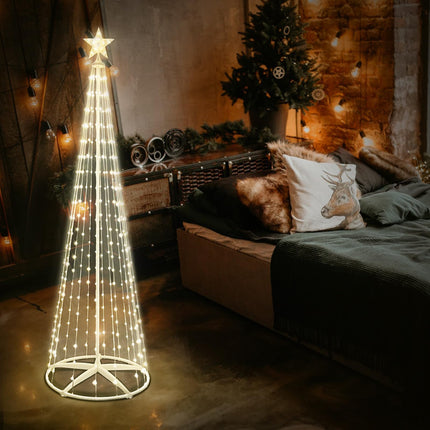 Lighted Christmas Cone Tree, 6FT Outdoor Christmas Tree with 266 LED Lights, 8 Modes Christmas Lights with Remote Control, Outside Decorations for Yard Patio Garden Xmas Decor Indoor, Timer