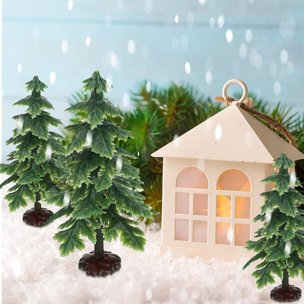 60 Pcs 2.8 Inches Mini Christmas Tree Artificial Christmas Tree Miniature Craft Christmas Pine Tree with Plastic Base for Xmas Party Cake Toppers Kitchen Office Desktop Craft Decorations