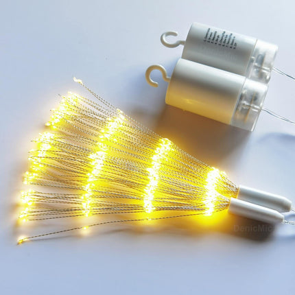 DenicMic Firework Lights 4 Pack Starburst Lights 120 LED 8 Mode Battery Operated Chandelier Star Lights with Remote, Hanging Christmas Decorations Indoor