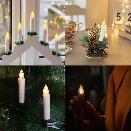 Christmas Tree Candles Lights Battery Operated, 20 PCS Flameless LED Candles with RF Remote and Timer, Clip on Candle Lights for Christmas Tree, Electric Fake Taper Candle Lights for Home Party Decor