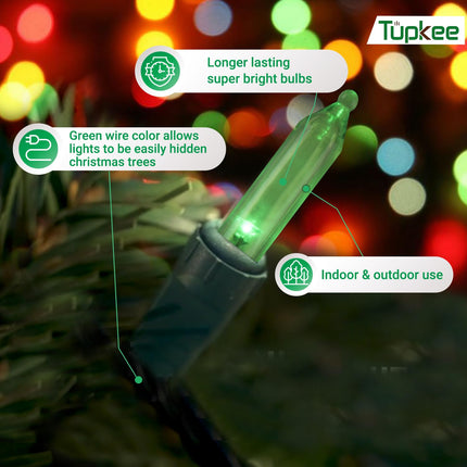 Christmas LED Random Twinkle Lights - 100 LED Red, Green, and Warm White Bulbs - 16 of 100 Lights Twinkle - Indoor Outdoor – 24.75 Feet Light String, Christmas Tree Holiday Decor Twinkling Lights