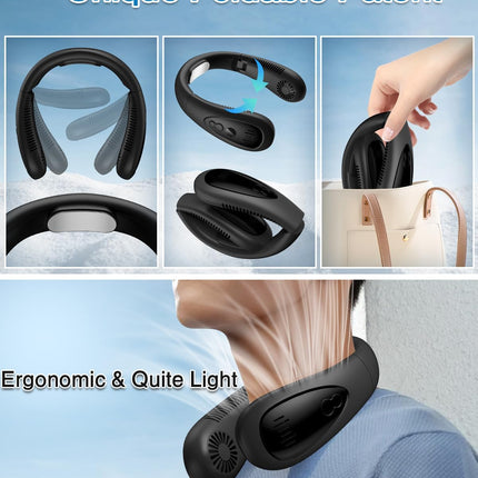 Neck Air Conditioner, 5000Mah Portable Neck Fan With Semiconductor Cooling Airflow Bladeless Usb Rechargeable 3 Speed Personal