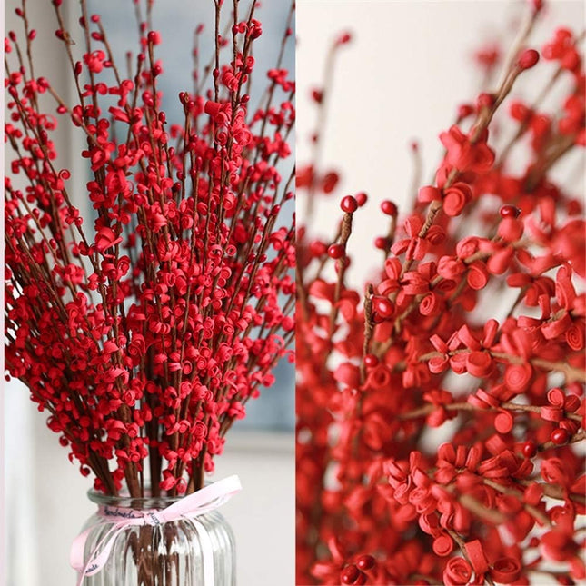 Wootkey10 Pcs 29.5" Long Jasmine Christmas Flowers Artificial Red Flowers Fake Christmas Picks for DIY Wreath Wedding Home Office Table Centerpieces Restaurant Vase Decorations