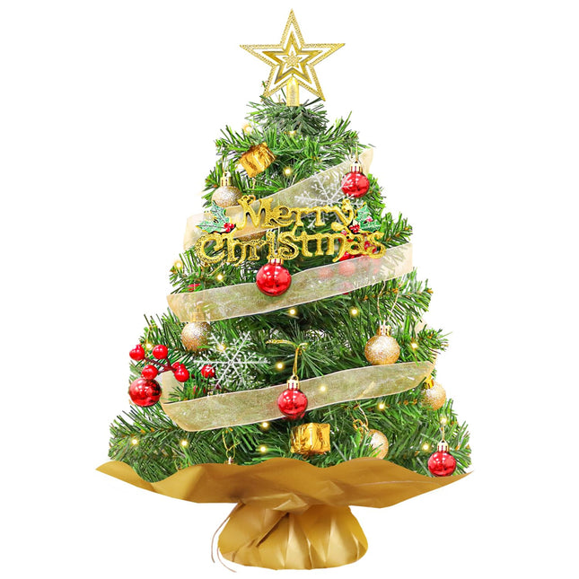 FOTSHARER Mini Christmas Tree Green 2FT Christmas Tree Artificial Small Xmas Tree with Ornaments Table Top Christmas Tree for DIY Little Christmas Tree for Table Holiday Tabletop Tree for Desk Office