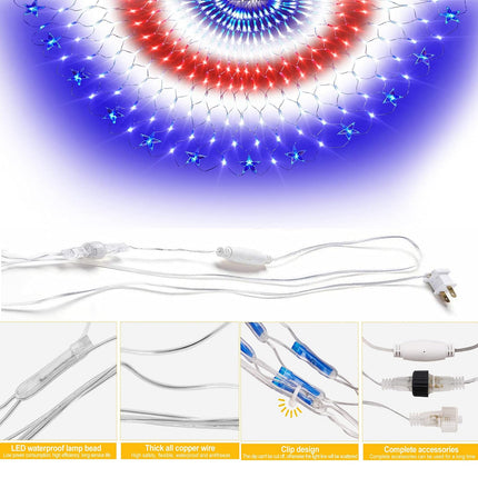 DDMY American Flag Lights 4th of July Lights with 243 Super Bright LEDs Waterproof Patriotic Lights Flag Net Light of The United States for Memorial Day/4th of July Independence Day/Yard/Garden Decor
