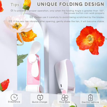 3 Pack Portable Pocket Fans Handheld Mini Fan Portable Foldable Fan Personal Travel Fan Hand Fan Summer Usb Rechargeable Desk Fan