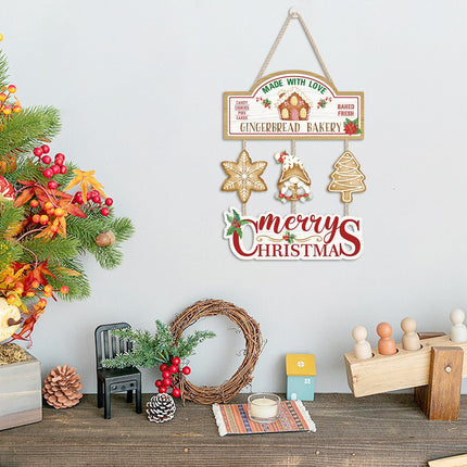 HOURIA Gingerbread House Christmas Decor,Merry Christmas Front Door Sign.Xmas Holiday Hanging Wall Art,Gingerbread Decorations For Christmas Party Home