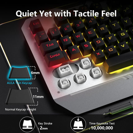 AULA Gaming Keyboard, 104 Keys Gaming Keyboard and Mouse Combo with Rainbow Backlit Quiet Computer Keyboard, All-Metal Panel, Waterproof Light Up PC Keyboard, USB Wired Keyboard for MAC Xbox PC Gamers