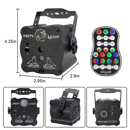 AMKI Party Lights DJ Disco Lights Rave Light + LED Disco Projector 2 in 1 with Remote Control USB Powered RGB Sound Activated Strobe Light for Christmas Halloween KTV Bar Plastic Corded Electric