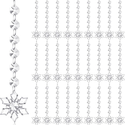 Nuenen 100 Pcs Christmas Hanging Crystals for Centerpieces Chandelier Clear Crystal Garland Strands Ornament Acrylic Clear Beads Prisms Pendant for Christmas Tree Window Home Decoration(Snowflake)